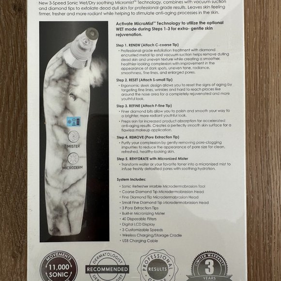 Sonic Refresher Wet/Dry Microderm and Pore Extraction - NIB NWT - Michael Todd - Picture 2 of 2